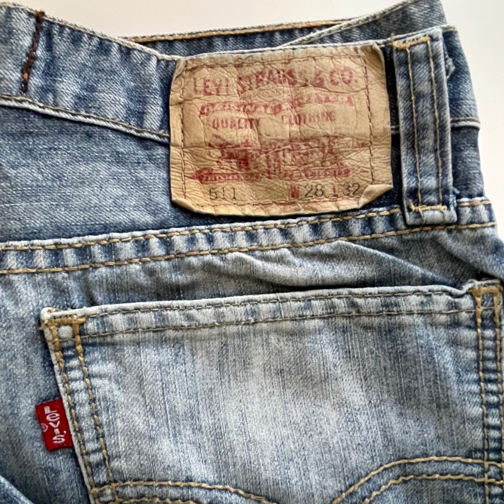 Levi Strauss 511 Skinny Jeans Mens W28 L32 Light‎ Wash Denim Pants - Picture 2 of 15